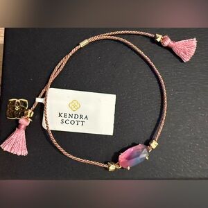 Kendra Scott Evelyne Pink Watercolor Illusion Friendship Braceket Gold-Tone NWT